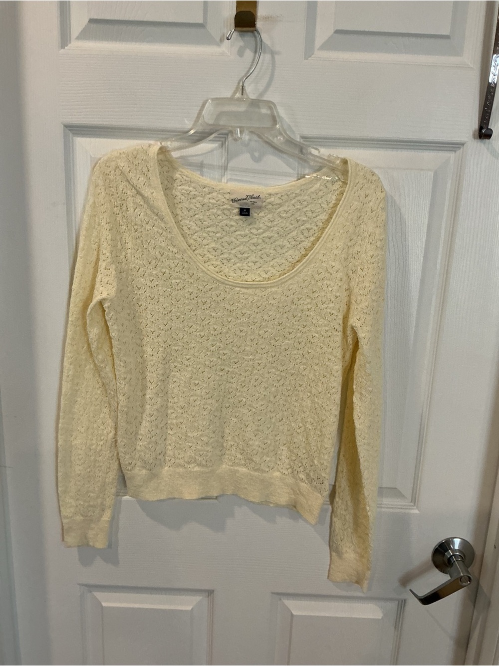 Universal Threads Cream Scoop Neck Lace Knit Sweater